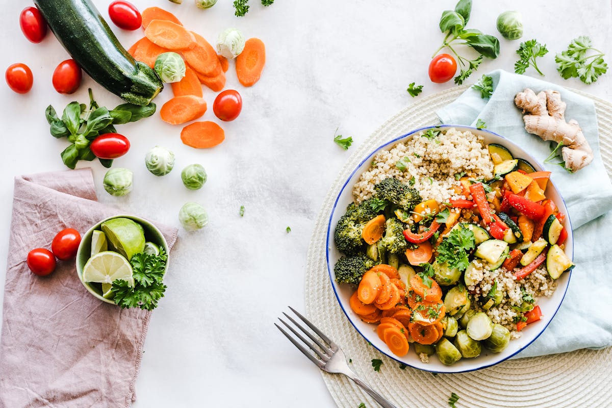 Colorful vegetables and gut health foods