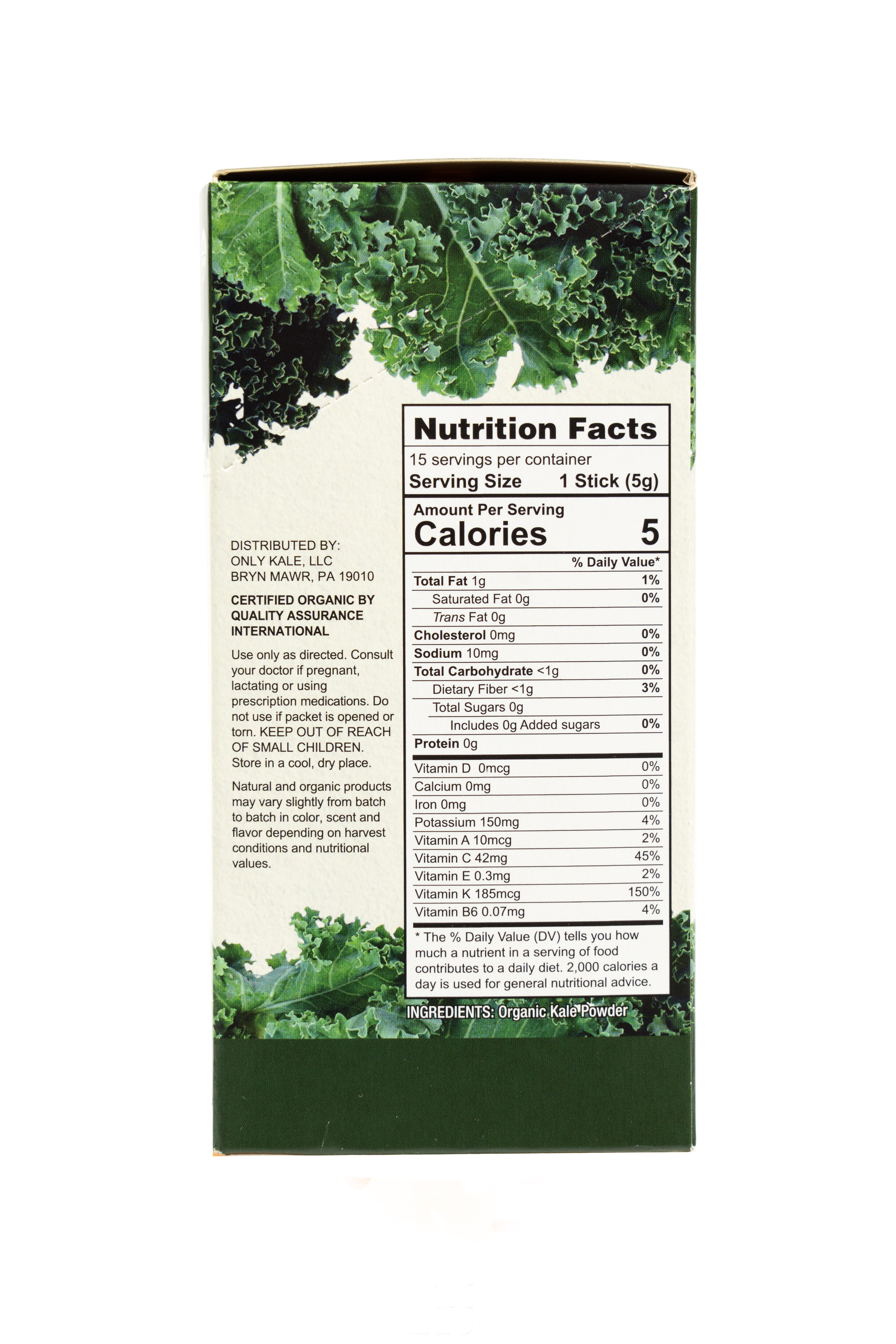 Nutrition facts panel